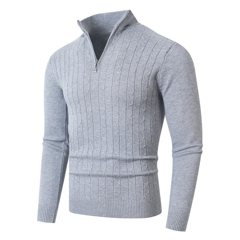 Herren Strickpullover mit modernem Zopfmuster und hohem Kragen ModeGeist