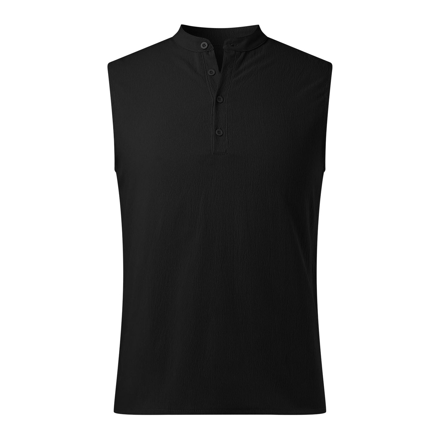 Herren Ärmelloses Henley-Shirt aus atmungsaktivem und leichtem Material ModeGeist