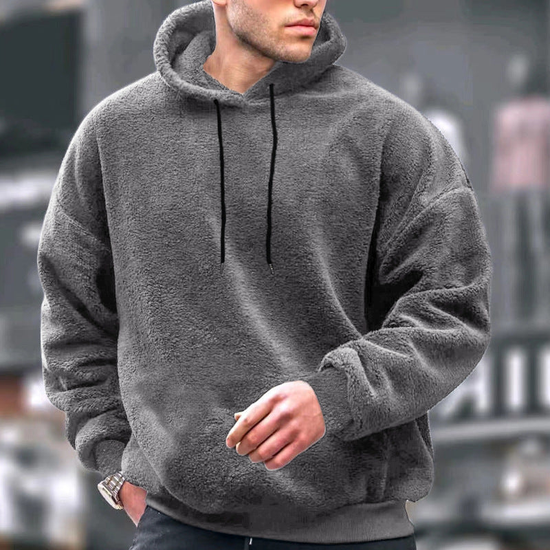 Herren Kuscheliger Fleece-Hoodie mit Kängurutasche und verstellbarer Kapuze ModeGeist