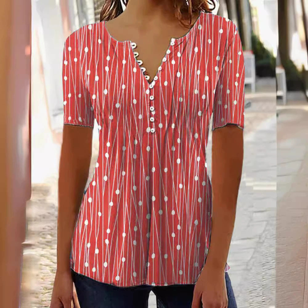 Modisches Blusenshirt für Damen mit Punkte-Muster und eleganter Knopfleiste von MODEGEIST
