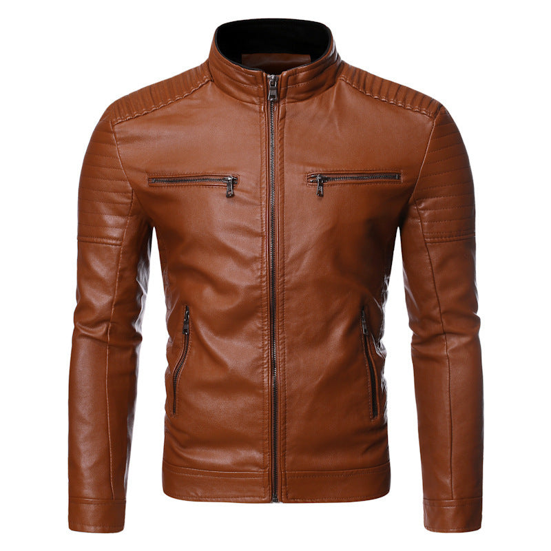 Herren Bikerjacke aus hochwertigem mit Reißverschlusstaschen ModeGeist