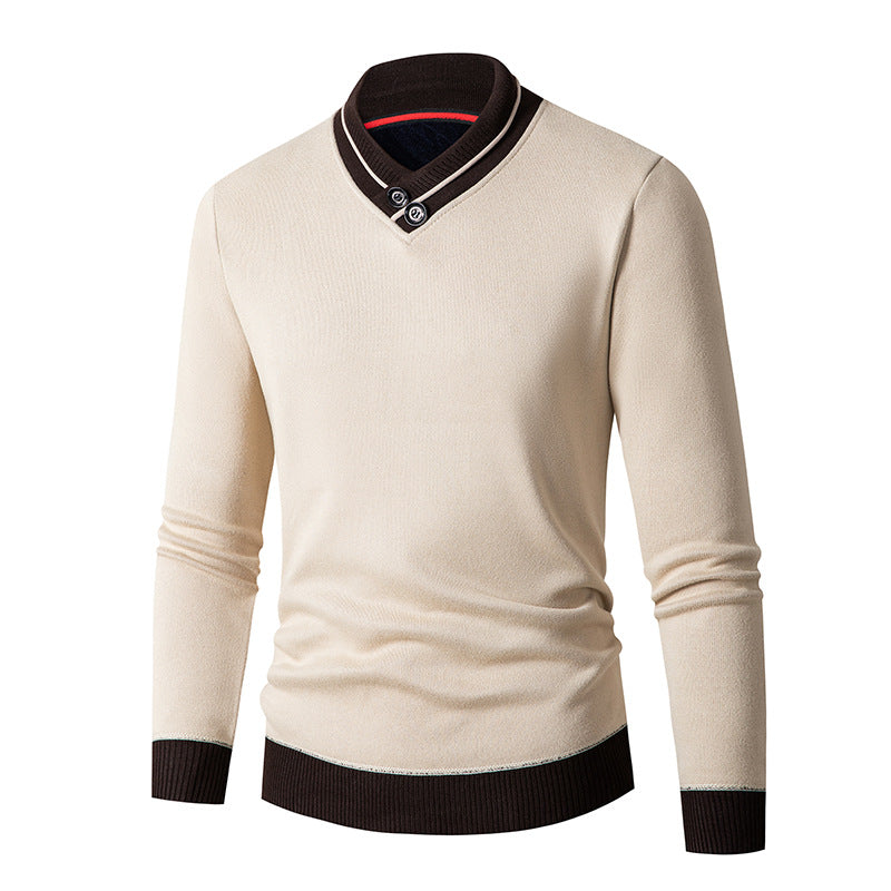 Herren Pullover mit modernem Schalkragen und Knopfdetails ModeGeist