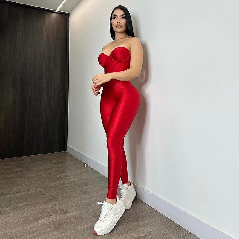 Damen Körperbetonter Jumpsuit mit Bügel-Bustier ModeGeist