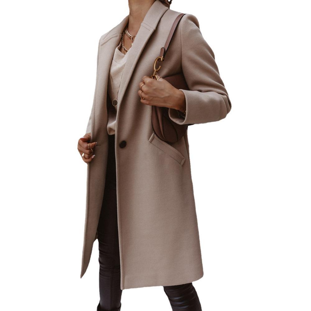 Damen Eleganter Langmantel mit schmalem Schnitt und tiefen Taschen ModeGeist