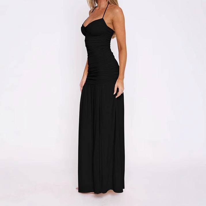 Damen Elegantes Maxikleid mit raffinierten Rüschendetails und hohem Schlitz ModeGeist