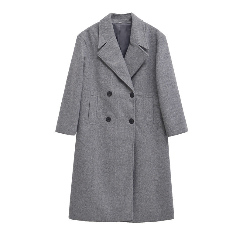 Damen Eleganter Übergrößen Doppelreiher-Wollmantel ModeGeist