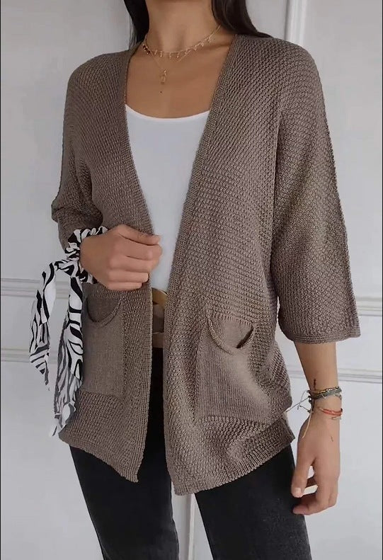 Damen lässige Strickjacke mit offener Vorderseite und praktischen Taschen ModeGeist