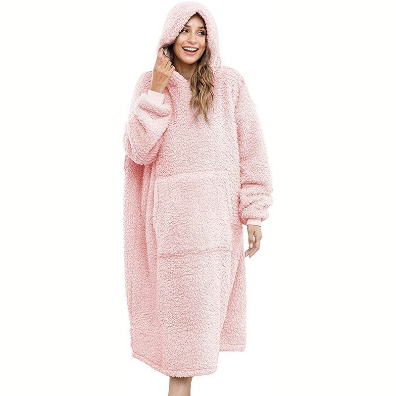 Herren Kuscheliger Fleece-Bademantel mit Kapuze und Taschen ModeGeist