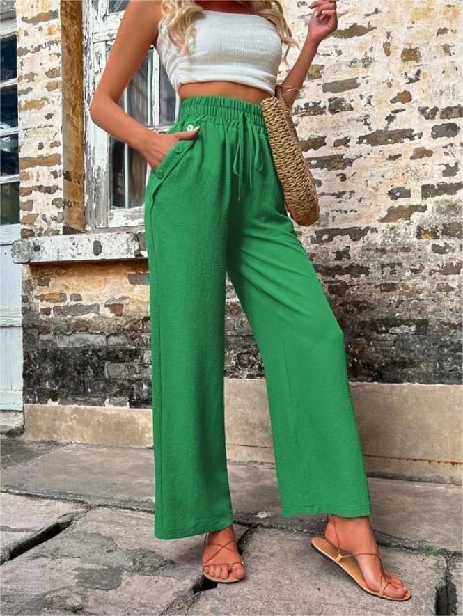 Damen Elegante Freizeit-Hosen mit elastischem Bund und seitlichen Taschen ModeGeist