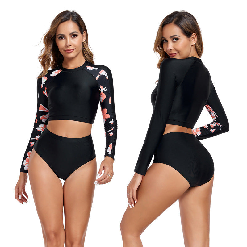 Sportliches Damen Crop-Top mit langen Ärmeln und hoher Taille von MODEGEIST
