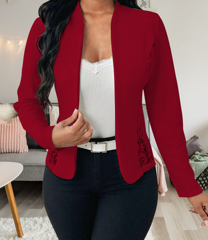 Damen elegante Blazerjacke mit Spitzenakzenten ModeGeist