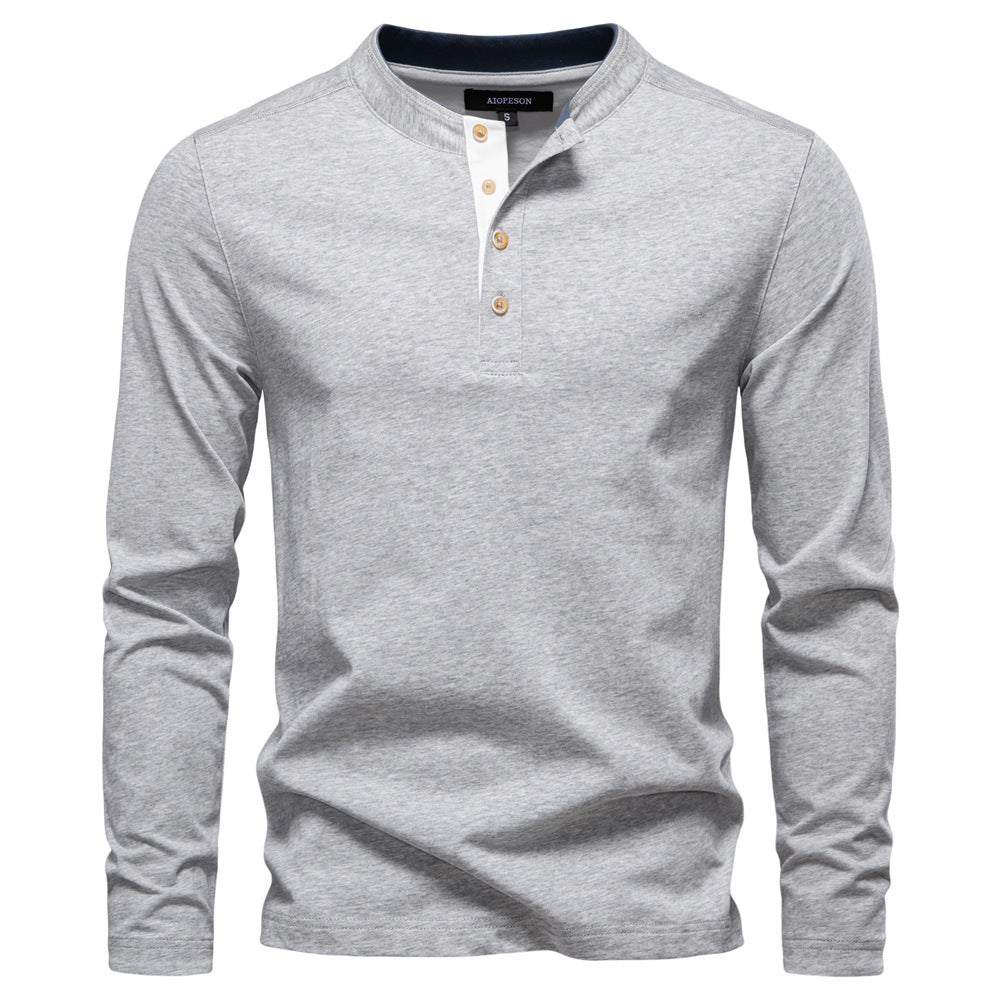 Herren Langarm-Henley-Shirt mit eleganten Druckknöpfen und bequemer Passform ModeGeist