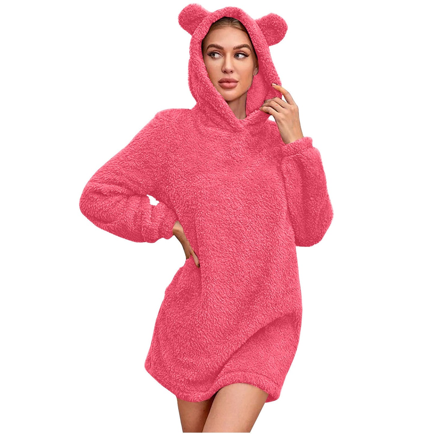 Damen Kuscheliger Hoodie mit Bärenohren ModeGeist