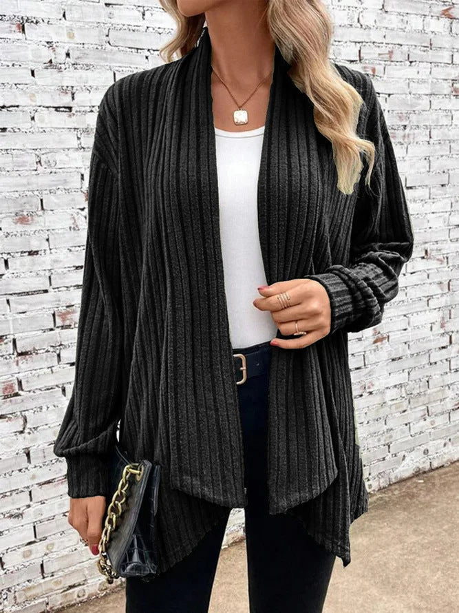 Damen lässiger Strickcardigan mit markantem Rippdesign ModeGeist