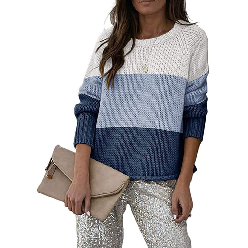 ModeGeist | Zweifarbiger Strickpullover mit Blockmuster Acryl Lässig und Komfortabel