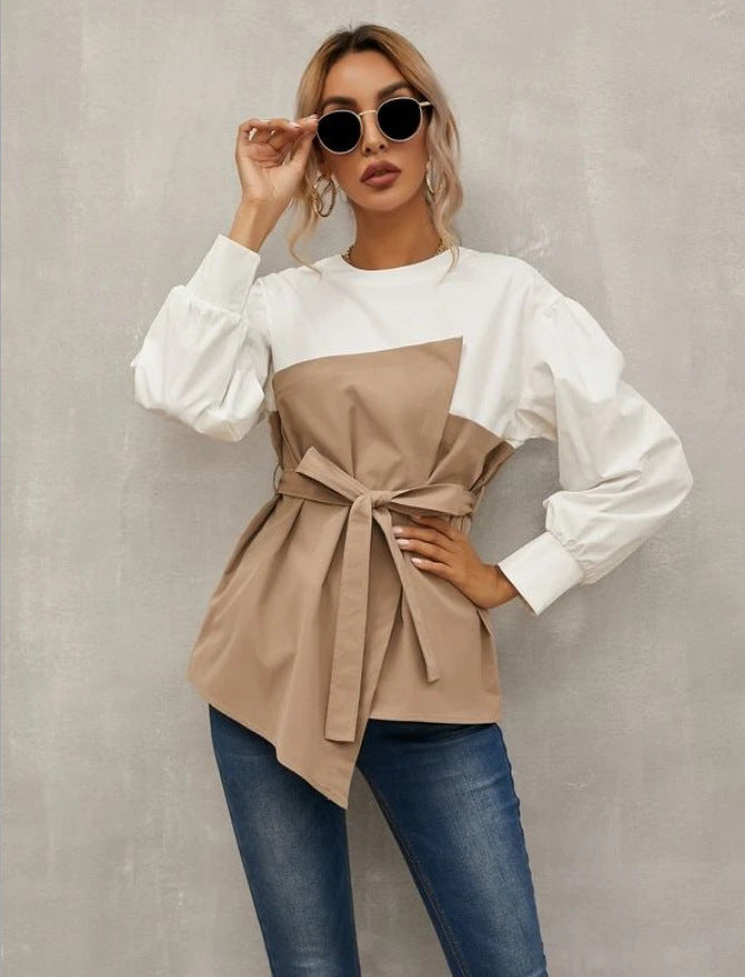 Asymmetrische Damenbluse mit Gürtel von MODEGEIST