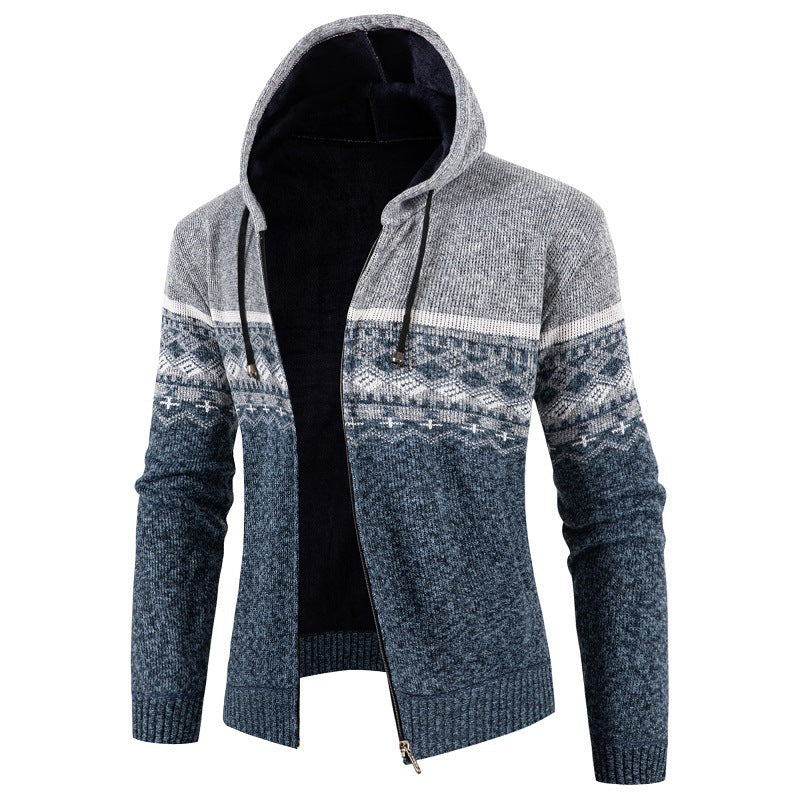 Herren Kapuzenpullover mit Norweger-Muster ModeGeist