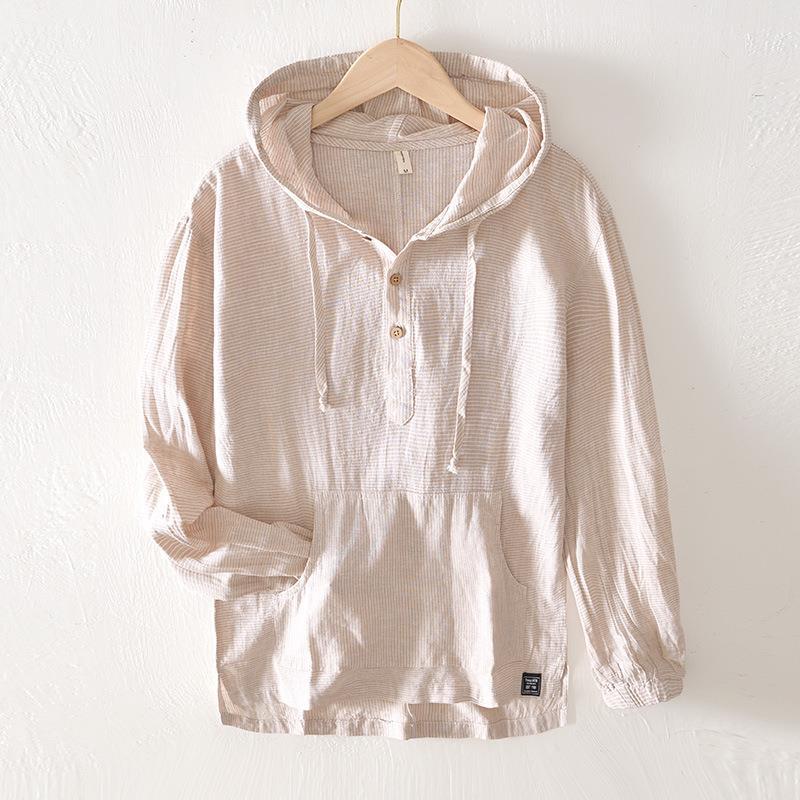 Hochwertiger Leinen-Kapuzenpullover von Fudus im Oxford-Stil