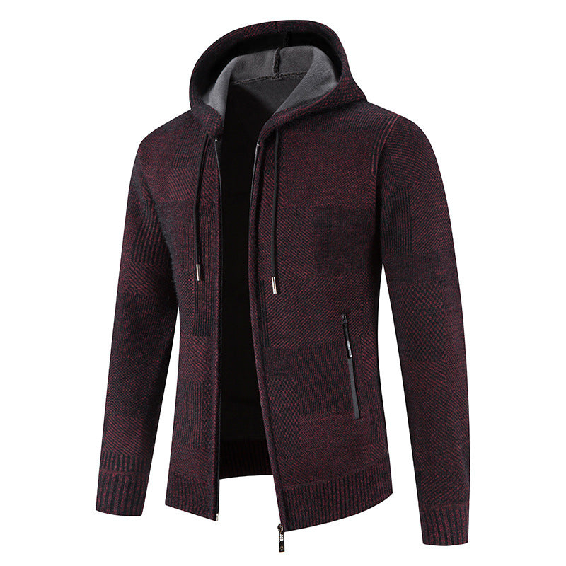 Herren Strickjacke mit Kapuze und modernen Strukturelementen ModeGeist