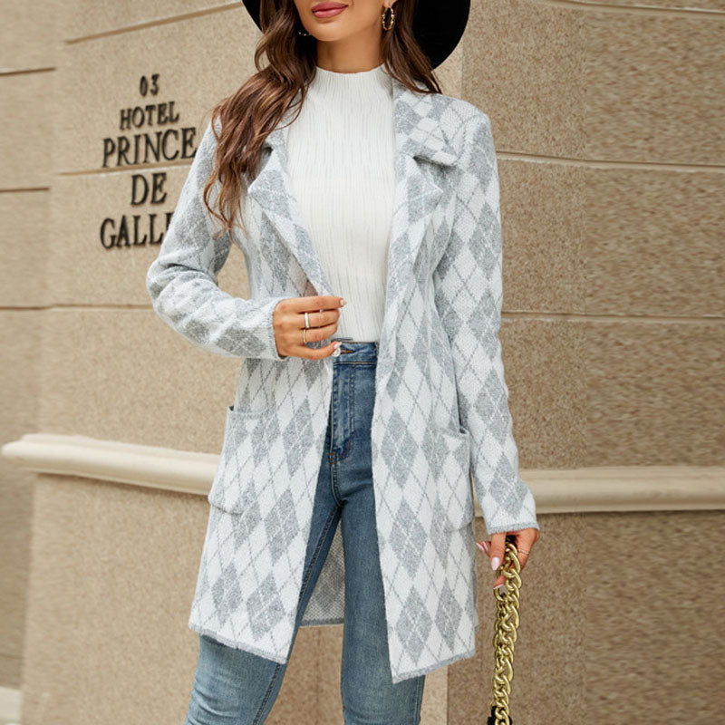 ModeGeist | Jacke mit Karomuster Klassischer Schnitt Struktur und Statement
