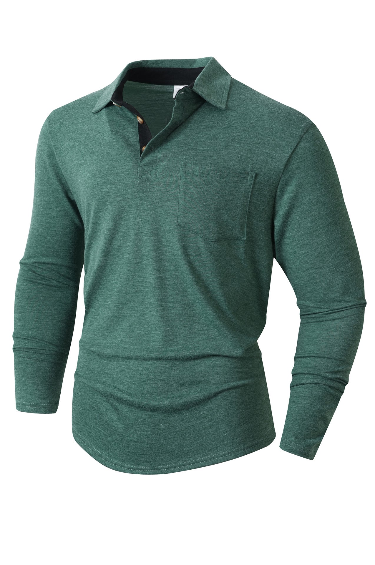 Herren elegantes Langarm Poloshirt mit modernem Kragen und leichtem Stretch ModeGeist
