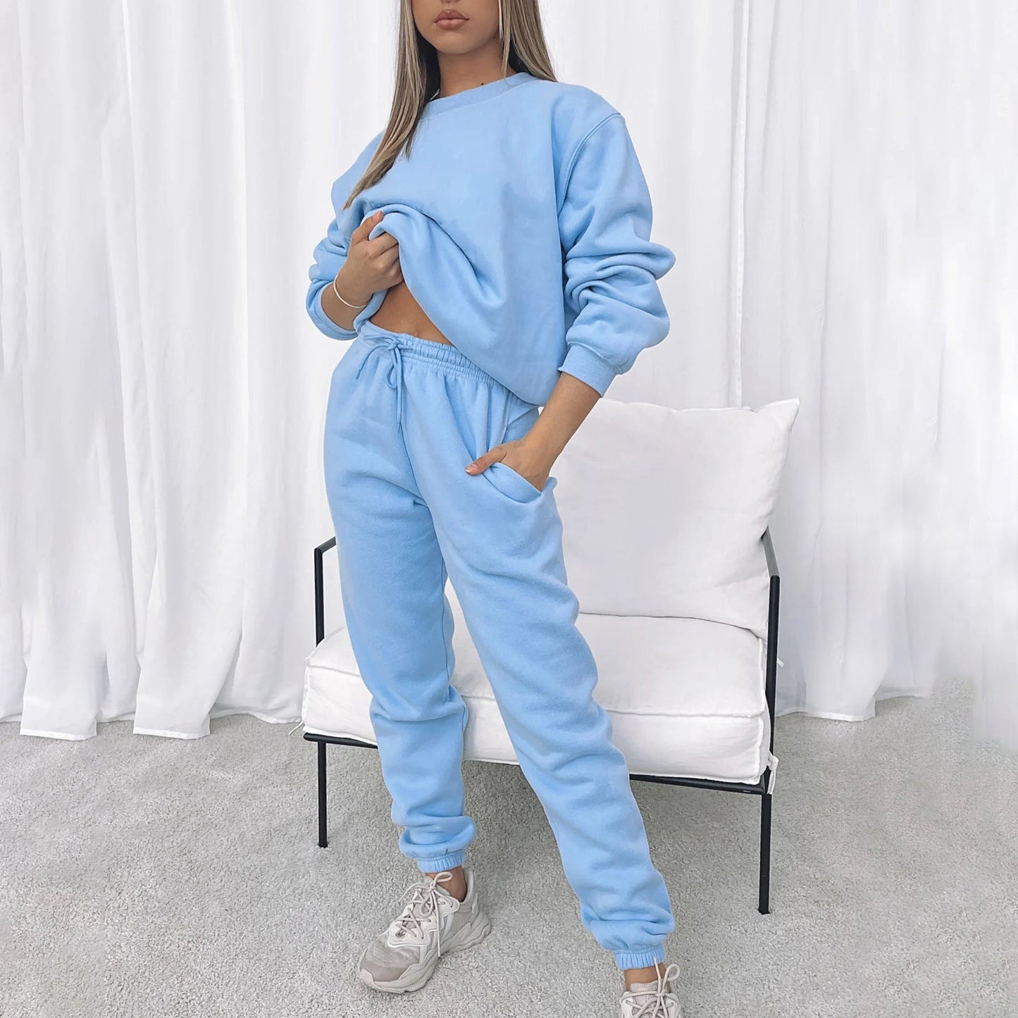 Damen angesagtes Oversized Loungewear-Set aus weichem Fleece ModeGeist