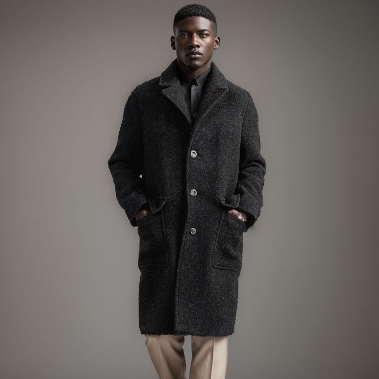 Herren eleganter Wollmantel mit doppelter Knopfreihe und praktischen Eingrifftaschen ModeGeist