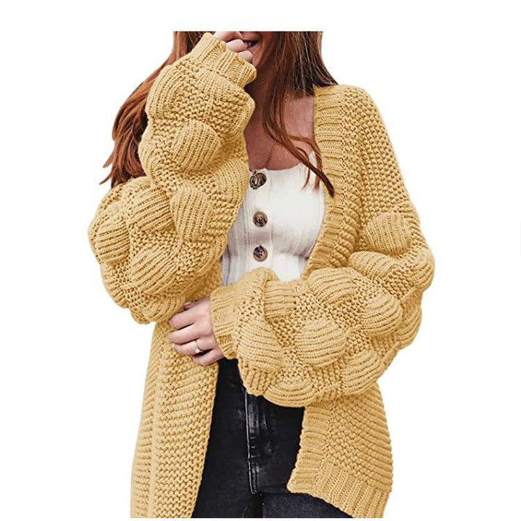 Damen Strickjacke mit voluminösen Ärmeln ModeGeist