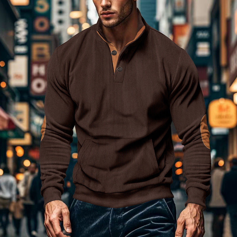 Herren lässiger Pullover mit Stehkragen und Knopfleiste ModeGeist