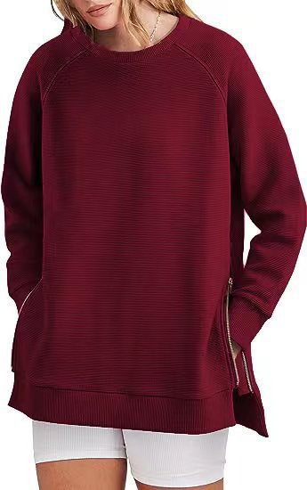 Damen lässiger Sweatshirt mit Seitentaschen und Reißverschluss ModeGeist