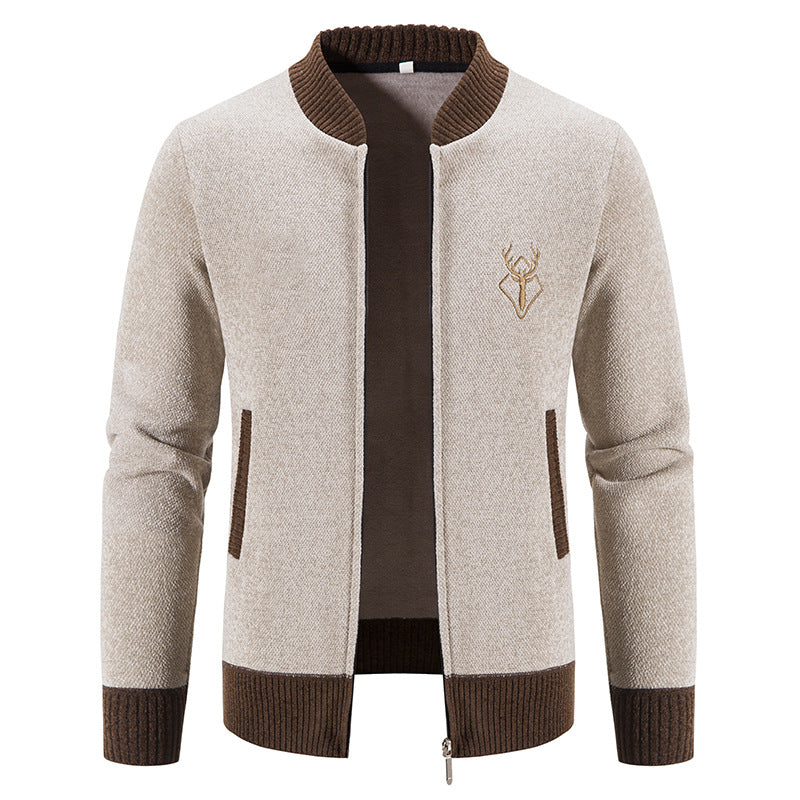 Herren modische Strickjacke mit Reißverschluss und hohem Kragen ModeGeist