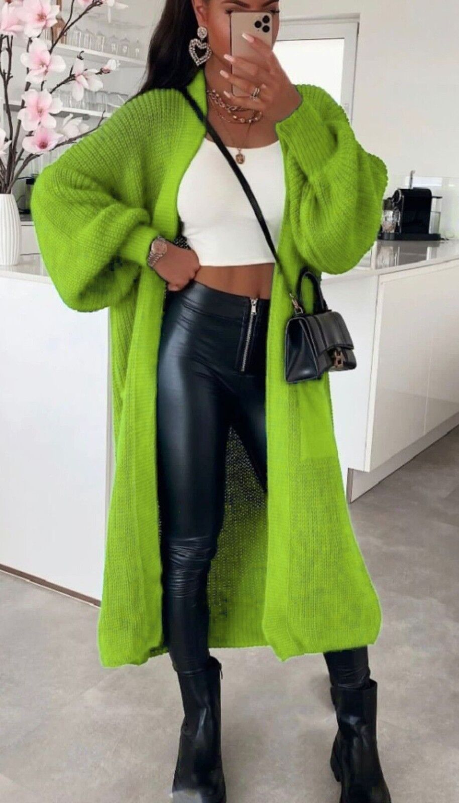 Damen Langstrickjacke mit grober Maschenstruktur und praktischen Taschen ModeGeist