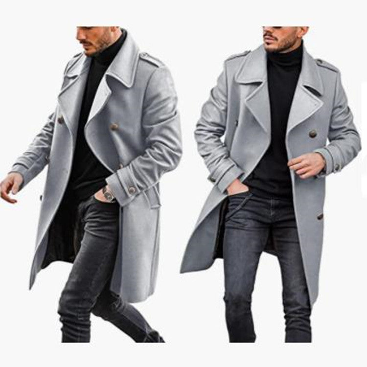 Herren Modischer Wollmantel mit lässigem Kragen und doppelten Knöpfen ModeGeist