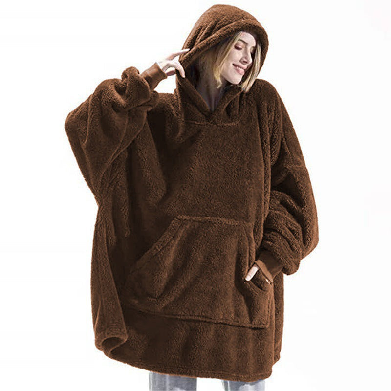 Damen Kuschelige Oversize-Hoodiejacke aus Fleece mit Kängurutasche ModeGeist
