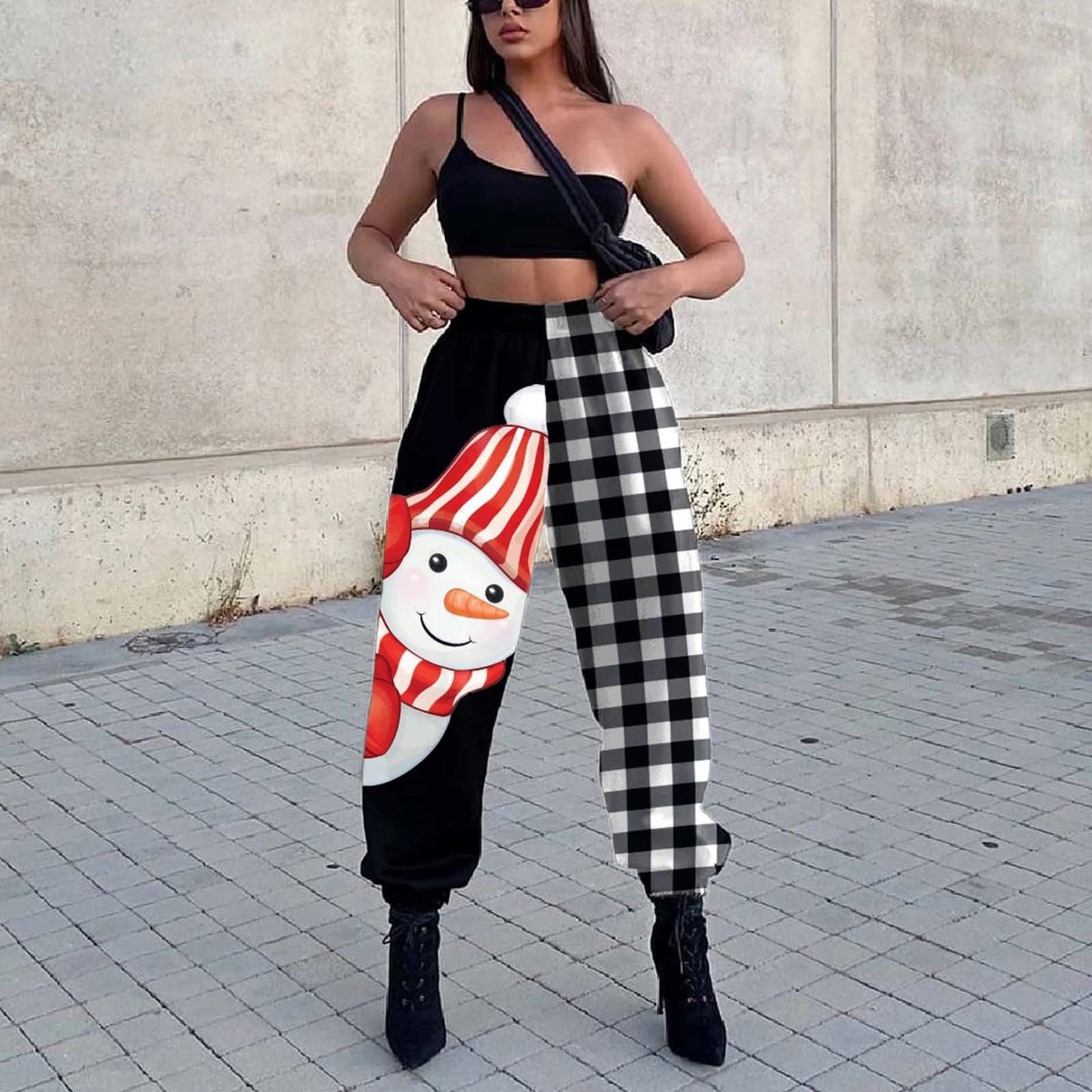 Damen Freizeithose mit lustigem Schneemann-Design ModeGeist