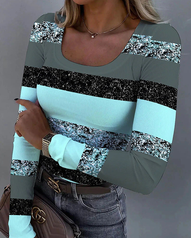 Modernes Damen-Langarmshirt mit Streifenmuster und Struktur