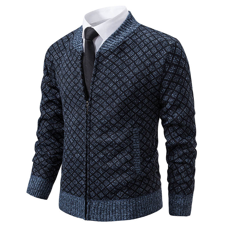 Herren Strickjacke mit modernem Zippverschluss und strukturiertem Design ModeGeist