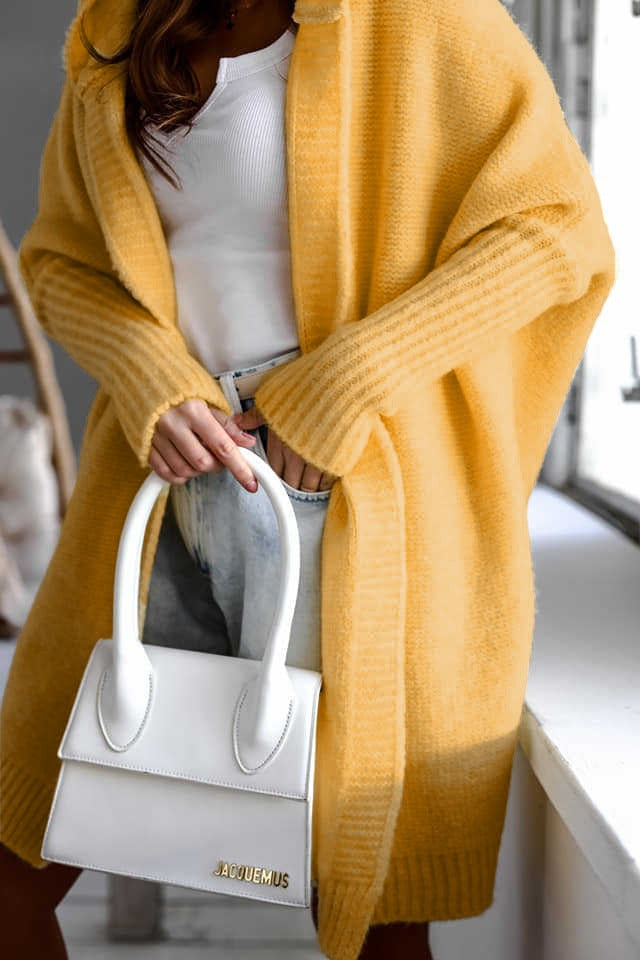 Damen Kuschelige Strickjacke mit Kapuze ModeGeist