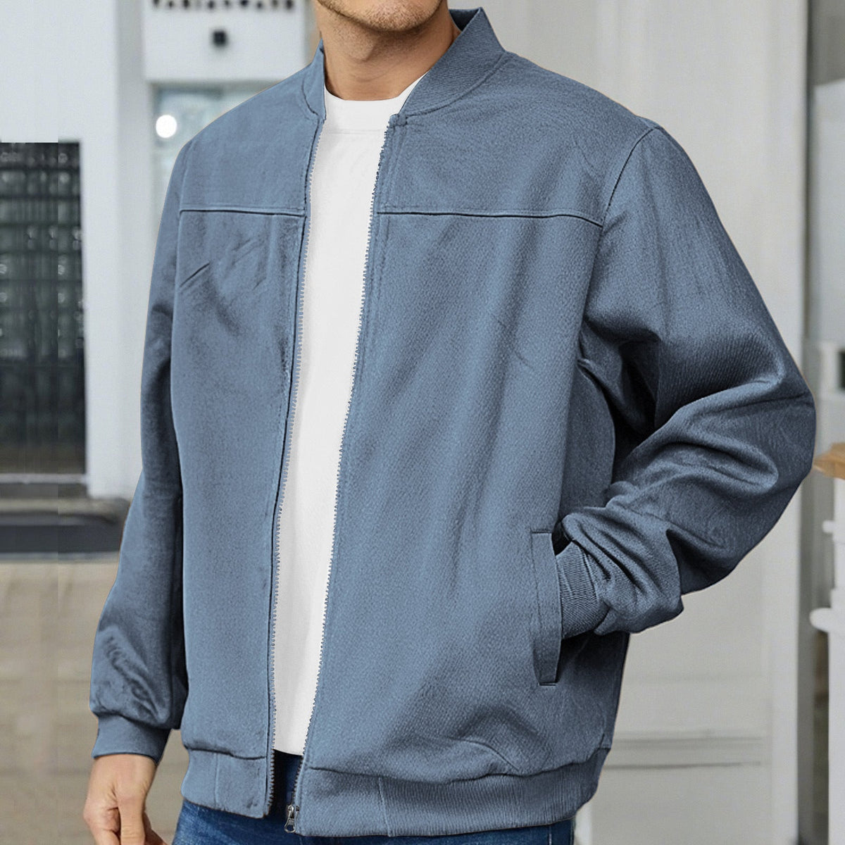 Herren moderne Bomberjacke mit bequemen Bündchen und Reißverschluss ModeGeist