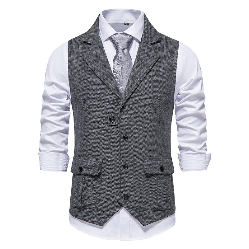 Herren Anzugweste aus hochwertigem Herringbone-Stoff ModeGeist