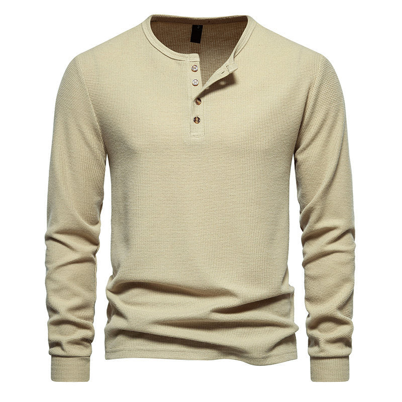 Herren Langarmshirt mit Knopfleiste und strukturiertem Design ModeGeist