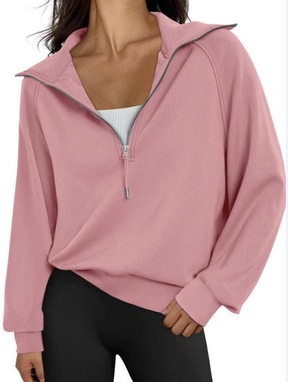 Damen lässiger Sweatpullover mit hohem Kragen und Reißverschluss ModeGeist