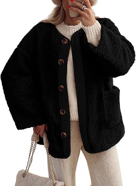 Damen kuschelige Teddyjacke mit farblich abgestimmtem Kragen ModeGeist