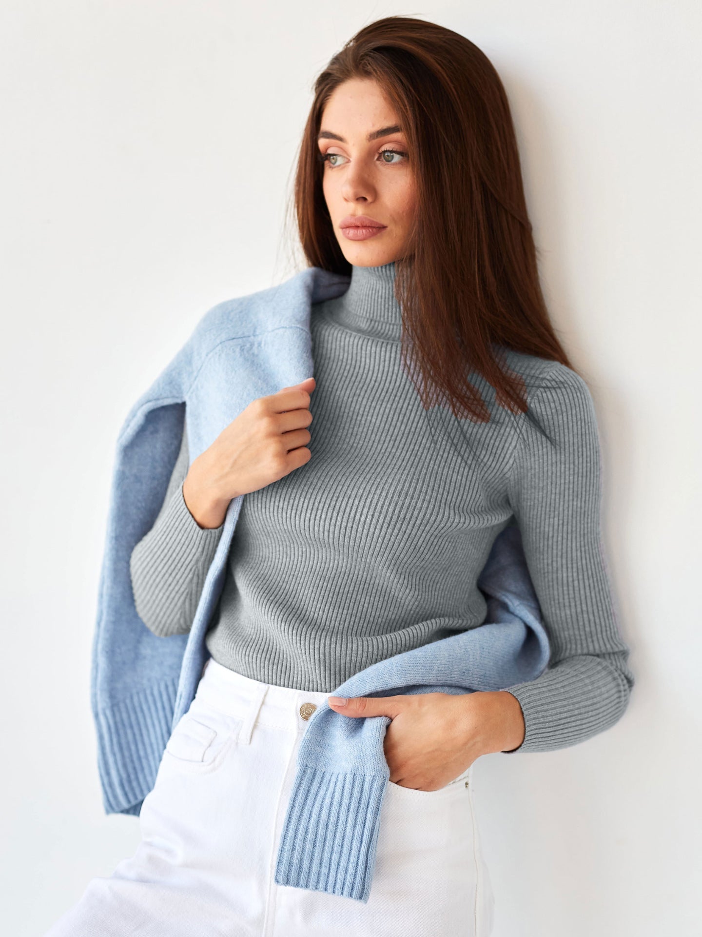 Damen Rollkragenpullover mit geripptem Design und lässigem Schnitt ModeGeist