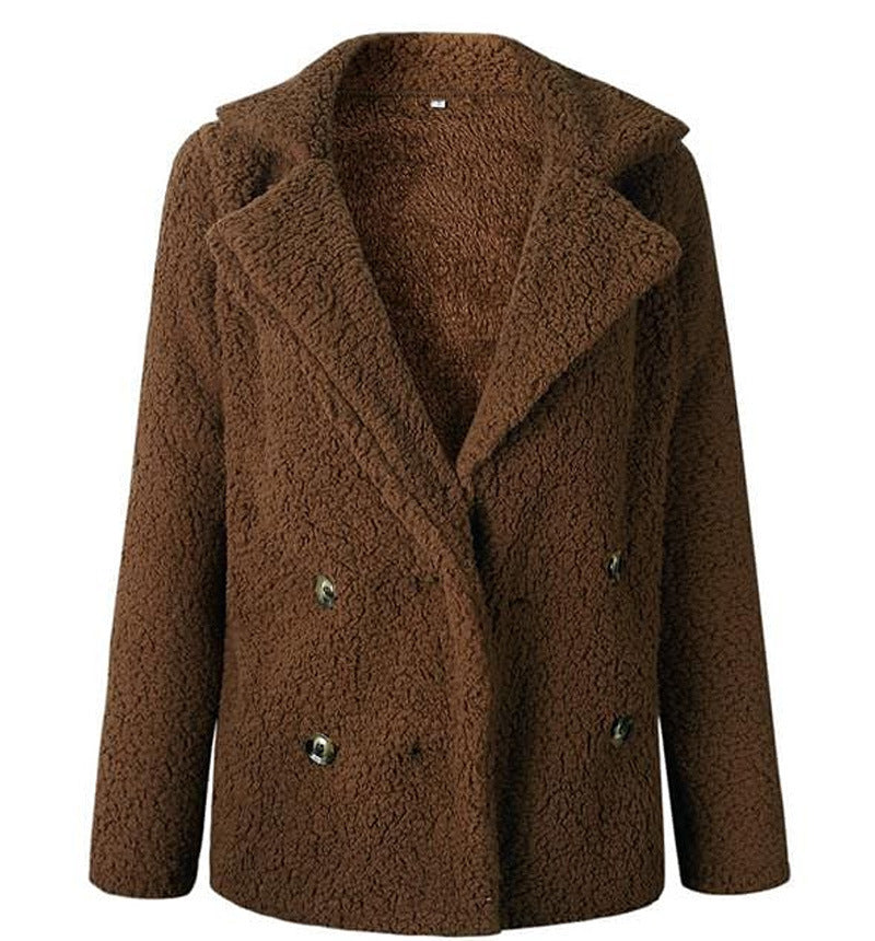 Damen Flauschiger Doppelreiher Blazer aus Kunstfell ModeGeist