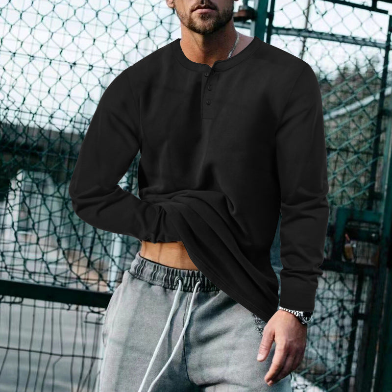 Herren Langarm-Henley-Shirt mit klassischem Knopfleisten-Design und weichem Baumwollmix ModeGeist