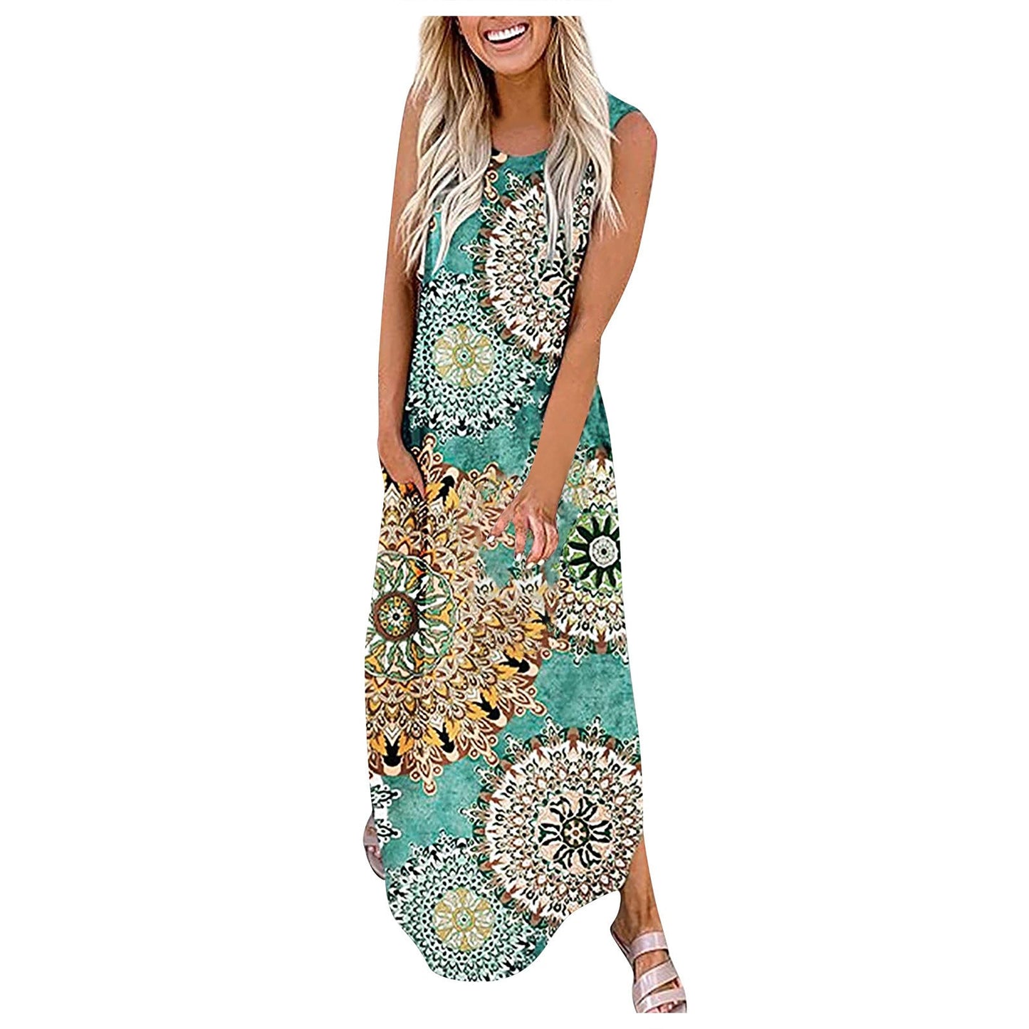 Leichtes Maxikleid für Damen mit tropischem Blätter-Print von MODEGEIST