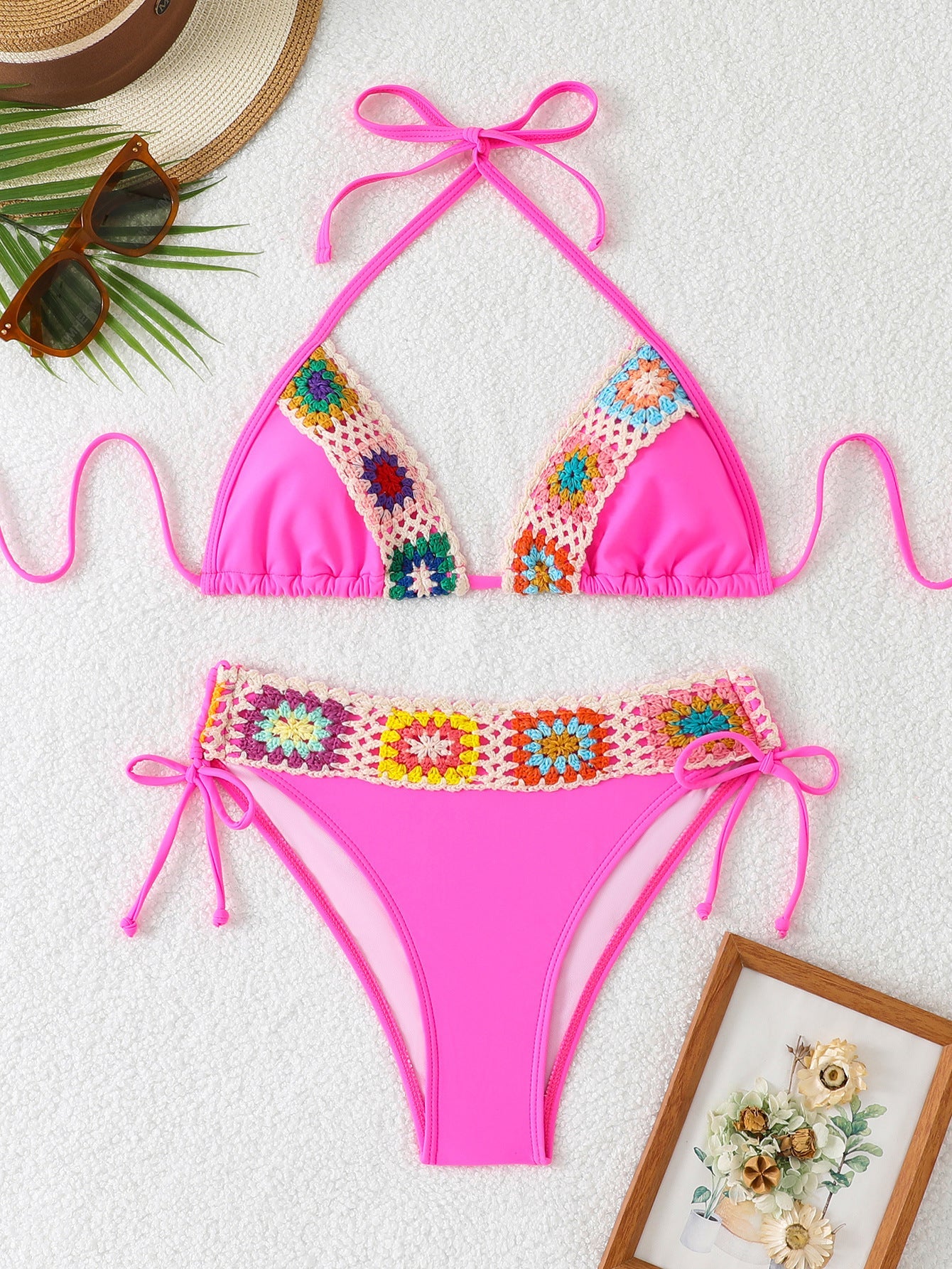 Bikini-Set für Damen, Dreieck-Modell, gehäkelt, verstellbare Träger, MODEGEIST