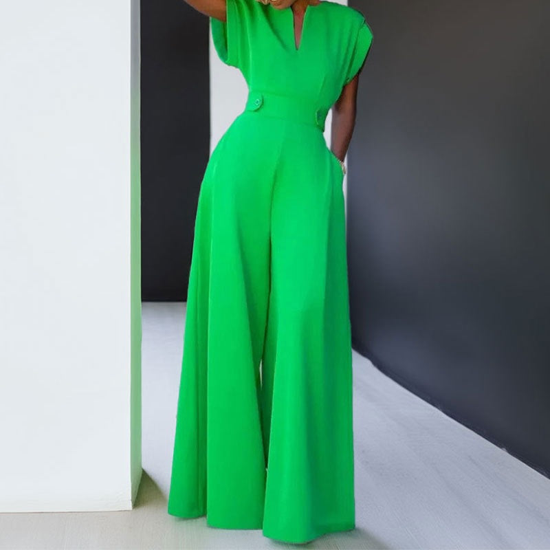 Damen eleganter Jumpsuit mit weitem Bein und praktischen Taschen ModeGeist