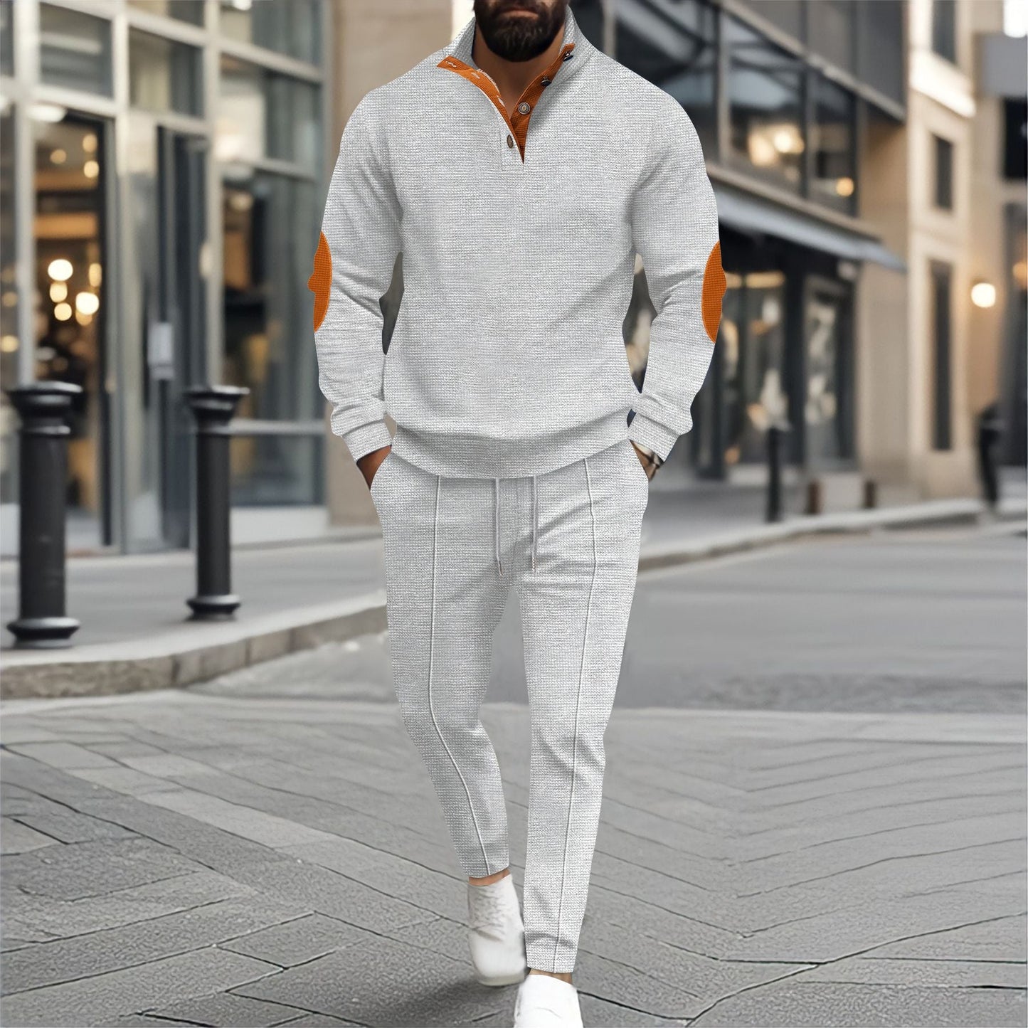 Herren sportliches Freizeitpullover- und Jogginghose-Set mit strukturierter Optik ModeGeist